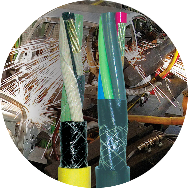 Robotic welding power cables